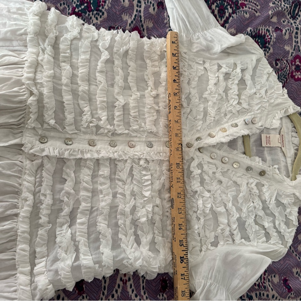Sundance White Ruffled Blouse! - Picture 5 of 5